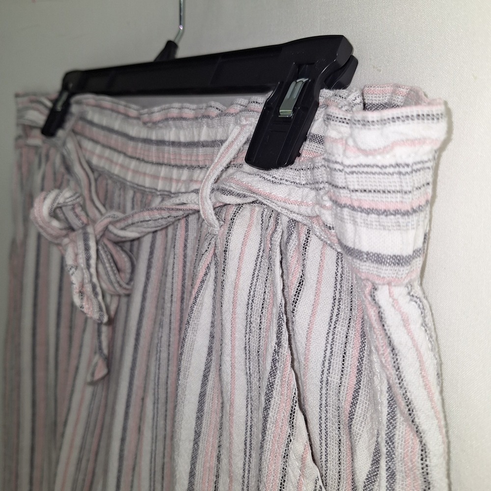 Cottagecore Boho Linen Blend Resort Wear Chic Jolt Wide Leg Striped Pants XL - Picture 14 of 16